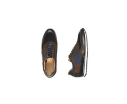 Zapatillas de hombre de terciopelo Chocolate y Azul marino Corunna-Bexley Store