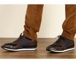 Zapatillas de hombre de terciopelo Chocolate y Azul marino Corunna-Bexley Store