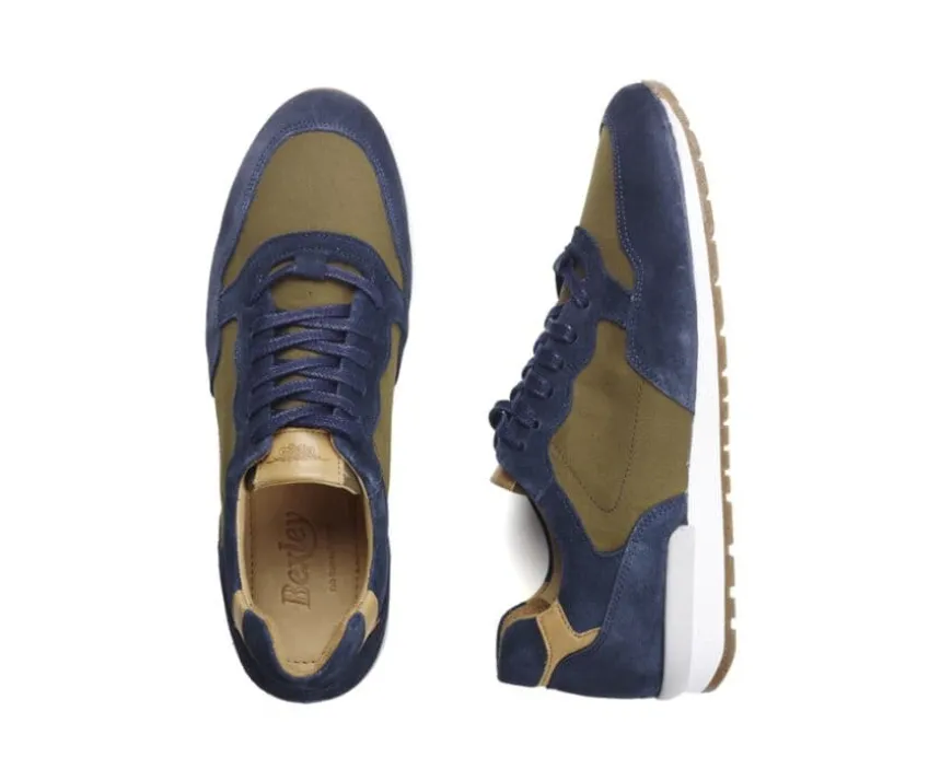 Zapatillas de hombre de Terciopelo Azul y Caqui Canberra Ii-Bexley Discount