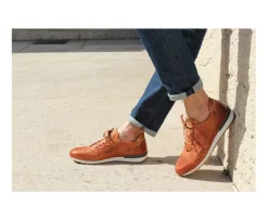 Zapatillas de hombre en piel Castaño patinado Canberra-Bexley Cheap