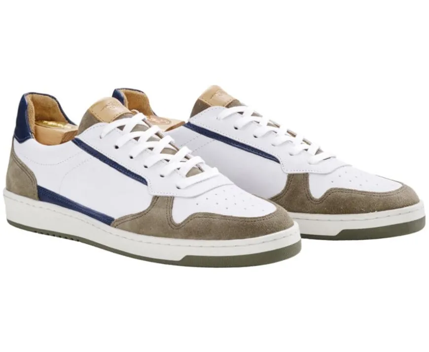 Zapatillas de hombre Terciopelo Caqui Blanco y Marino Kolora-Bexley Flash Sale