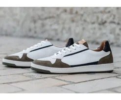 Zapatillas de hombre Terciopelo Caqui Blanco y Marino Kolora-Bexley Flash Sale