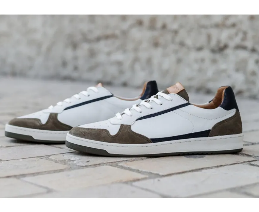 Zapatillas de hombre Terciopelo Caqui Blanco y Marino Kolora-Bexley Flash Sale