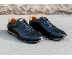 Zapatillas de piel Negro patinado Bockara-Bexley Clearance