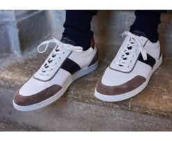 Zapatillas hombre de cuero Blanco Chocolate y Marino Ballaara-Bexley Best