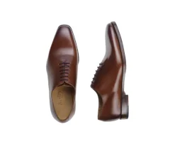 Zapato Oxford Castaño Patinado con suela de cuero con patin Bellagio Patin-Bexley Shop