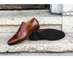 Zapato Oxford Castaño patinado para hombre con suela de caucho Lennox Gomme Urban-Bexley Best