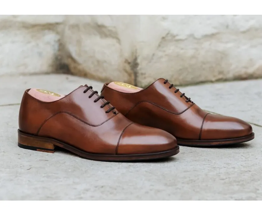 Zapato Oxford Coñac Patinado con suela de cuero Grakley-Bexley Online