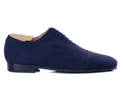 Zapato Oxford de terciopelo Azul Marine para hombre Suela de caucho Lennox Gomme Urban-Bexley New