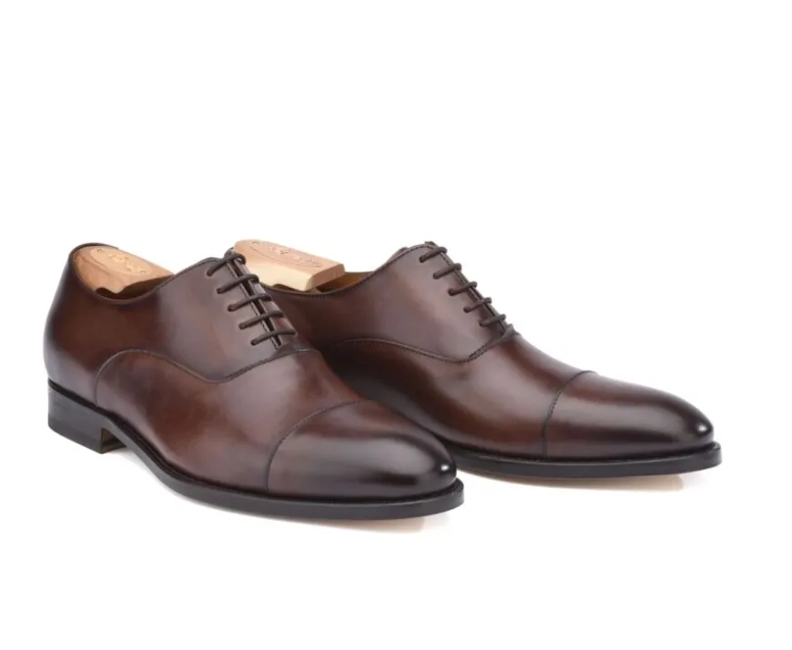 Zapato Oxford para hombre Chocolate Patinado con suela de cuero Winford-Bexley Fashion