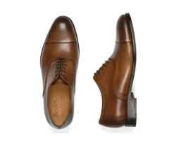 Zapato Oxford para hombre con suela de piel Coñac patinado Winford-Bexley Store