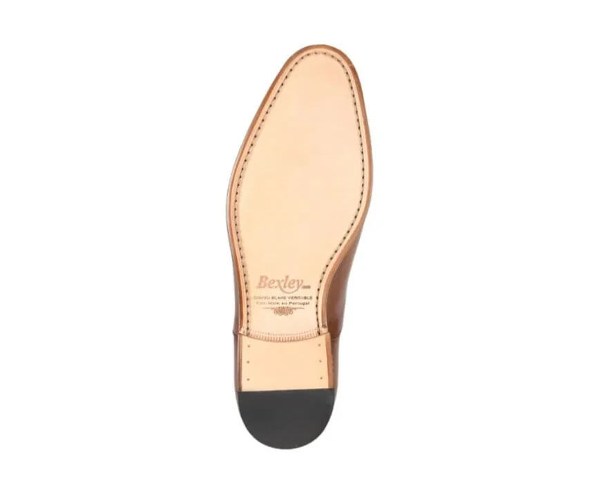 Zapato Oxford para hombre con suela de piel Coñac patinado Winford-Bexley Store