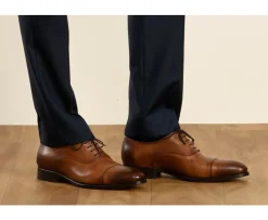 Zapato Oxford para hombre con suela de piel Coñac patinado Winford-Bexley Store