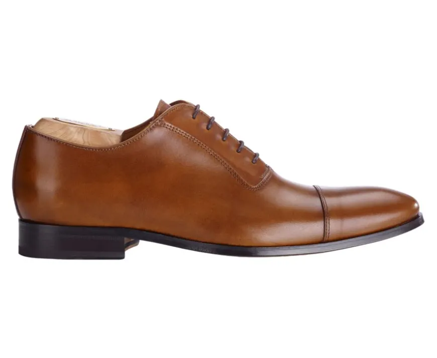 Zapato Oxford para hombre con suela de piel Coñac patinado Ringwood-Bexley Online