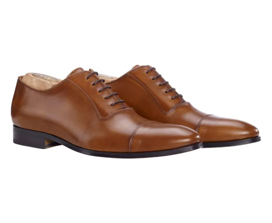 Zapato Oxford para hombre con suela de piel Coñac patinado Ringwood-Bexley Online