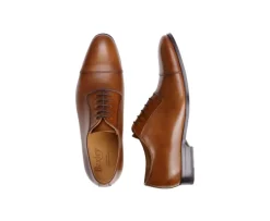 Zapato Oxford para hombre con suela de piel Coñac patinado Ringwood-Bexley Online