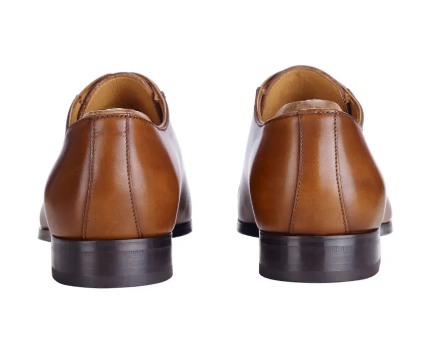 Zapato Oxford para hombre con suela de piel Coñac patinado Ringwood-Bexley Online
