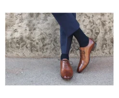 Zapato Oxford para hombre Suela de piel Castaño patinado Ringwood-Bexley Discount