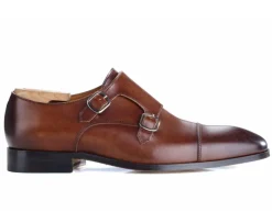 Zapatos Chocolate Patinado de hombre con doble hebilla Cheddington-Bexley Fashion