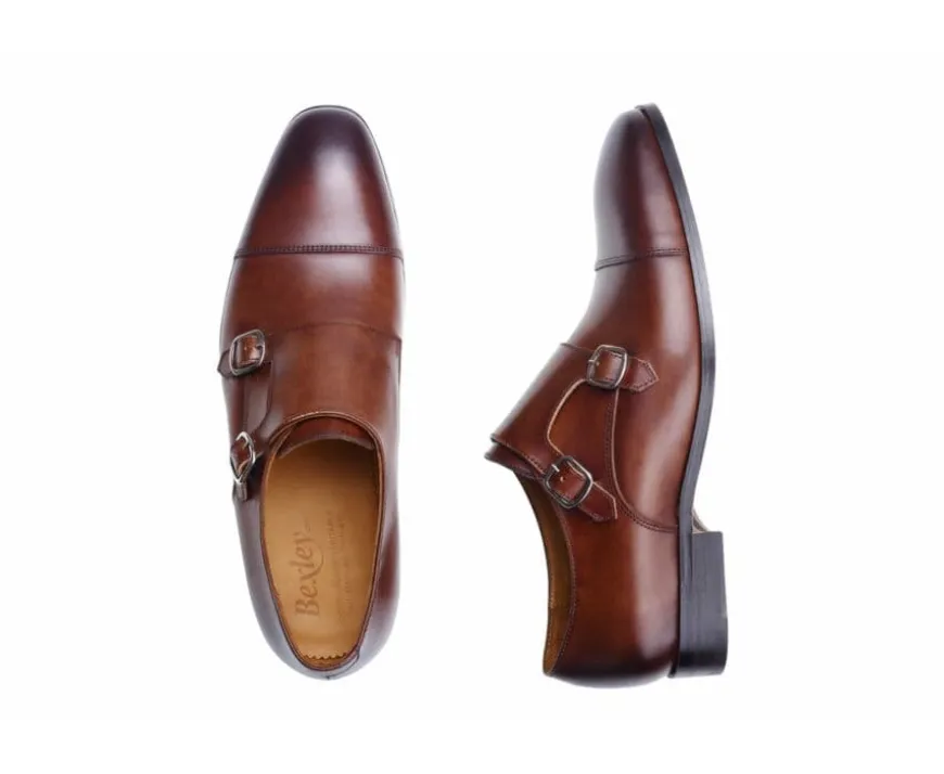 Zapatos Chocolate Patinado de hombre con doble hebilla Cheddington-Bexley Fashion