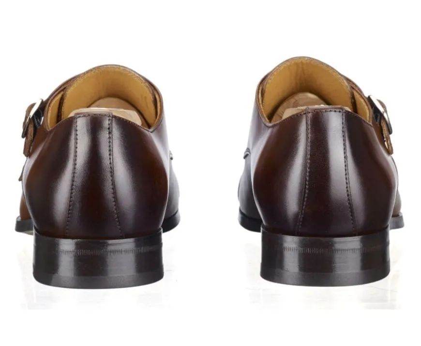 Zapatos Chocolate Patinado de hombre con doble hebilla Cheddington-Bexley Fashion