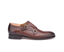 Zapatos de hombre con doble hebilla Chocolate patinado Chigwell-Bexley New