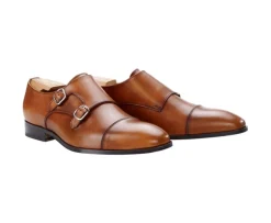 Zapatos de hombre Dorado Patinado con doble hebilla Chedington-Bexley Cheap