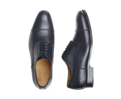 Zapatos Derby de Hombre en Cuero Granulado Negro - Suela de Cuero Gilwell-Bexley Discount