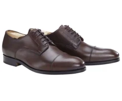 Zapatos Derby de hombre Suela de cuero Chocolate patinado Gilwell-Bexley Discount