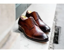 Zapatos Derby de hombre Suela de cuero Coñac patinado Gilwell-Bexley Discount