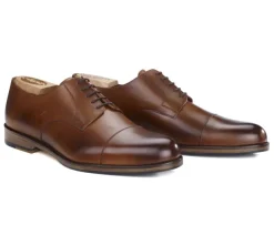 Zapatos derby hombre suela de piel con patín Coñac patinado Mayfair Classic Patin-Bexley Store