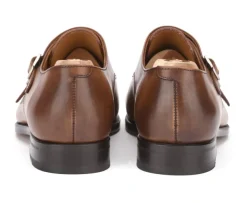 Zapatos hombre hebilla doble Coñac patinado Chigwell-Bexley Outlet