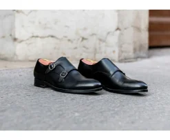 Zapatos negros de hombre con doble hebilla Chigwell-Bexley Discount