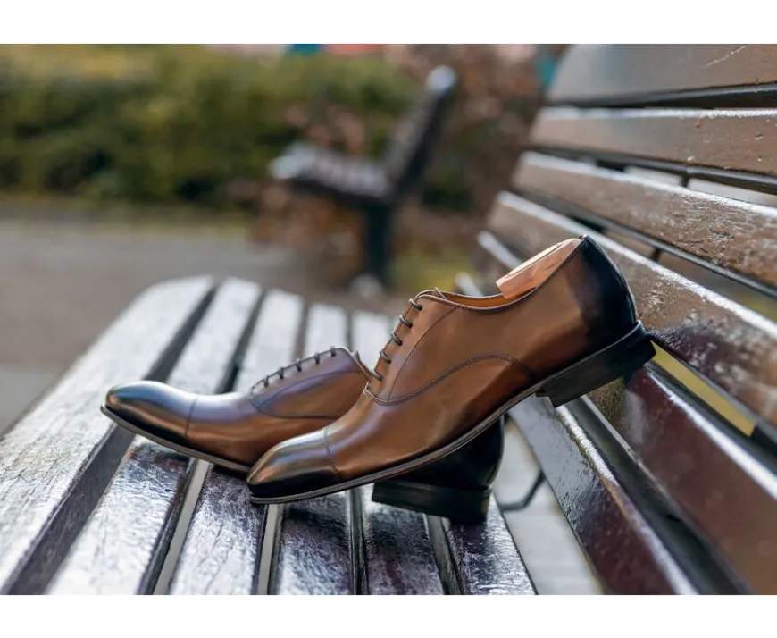 Zapatos oxford Coñac patinado para hombre con suela de cuero Brisbury-Bexley Cheap