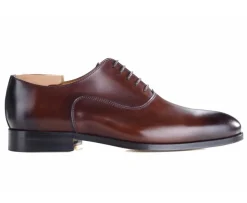 Zapatos Oxford hombre Chocolate Patinado con suela de piel Wayford-Bexley Fashion