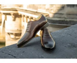 Zapatos Oxford hombre Chocolate Patinado con suela de piel Wayford-Bexley Fashion