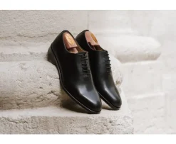Zapatos Oxford para hombre Negro Suela de piel con patín Peter Patin-Bexley Outlet